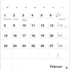 Kalenderblatt für Februar. Daten sind eingetragen: Rosenmontag, Fastnacht, Aschermittwoch, Valentinstag.