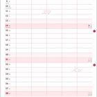 Kalenderblatt für Februar mit rosa Linien. Unten illustrativ: "Die gefangene Maus", "Die entkommene Maus". Links Katze, rechts Maus.