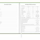 Persönliche Daten und wichtige Telefonnummern, inklusive Notdienste für Deutschland, Schweiz, Österreich. Tabelle mit Details.