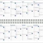 Kalender für das Jahr 2027 mit Monaten von Januar bis Dezember, Wochenzahlen in Blau markiert.