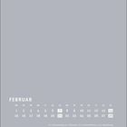 Kalender für Februar mit hervorgehobenen Daten 7 und 14, darunter Ereignisse wie Rosenmontag und Valentinstag.