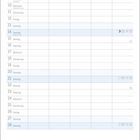 Kalenderseite mit dem Monat Februar, Tagen und Feiertagen wie Rosenmontag und Valentinstag. Tabelle für Notizen.