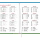Jahresübersicht 2027 mit Kalendermonaten von Januar bis Dezember und Feiertagen wie Neujahr, Ostern und Weihnachten.