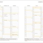 Jahresplaner 2027 mit Feiertagen wie Neujahr, Ostern und Pfingsten in einer tabellarischen Kalenderübersicht von Januar bis Juni.