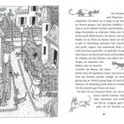 Text: „Die Straßenschilder und Wegweiser sind so unleserlich, als hätten sie zu lange in der Sonne oder im Wasser gelegen.“
Am linken Rand eine schwarz-weiße Illustration einer gemütlichen Straße mit vielen Katzen.