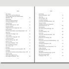 Zwei Inhaltsseiten eines Buches mit Titeln, Autoren und Jahreszahlen; bei jeder Position ist eine Seitenzahl angegeben.