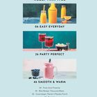 REZEPTKAPITEL: 06 Easy Everyday, 26 Party Perfect, 46 Smooth & Warm. Drei Getränke in farbenfrohen Bildern.