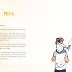 "PROLOG" steht oben. Text beschreibt Höhen und Tiefen im Leben. rechts eine Illustration: Kind auf Manns Schultern, hält Blume.