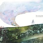 "Aber wo bin ich dann eigentlich, wenn ich draußen bin?" Illustration eines Walds und eines Gehenden unter farbenfrohen Wolken.