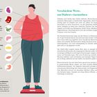 Verschiedene Werte, um Diabetes einzuordnen. Links eine Illustration eines Menschen, Organe und ihre Verbindung zu Diabetes.