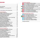 Das Bild zeigt ein Inhaltsverzeichnis mit Titeln und Seitenzahlen, z.B. "INHALTSVERZEICHNIS", "Das Hohe Venn und die Ostkantone", "Die Provinz Luxemburg", "Entlang der Flüsse Maas und Lesse".
