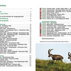 Inhaltsverzeichnis mit Tourenbeschreibungen. Unten zwei Steinböcke auf einer Wiese.