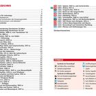 INHALTSVERZEICHNIS mit Kapiteln und Seitenzahlen, gefolgt von SYMBOLEN mit Erklärungen verschiedener Icons und Funktionen.