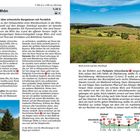 Text: "Die Lange Rhön, 5.30 h, 16.6 km, Auf Naturpfaden über artenreiche Bergwiesen mit Fernblick."

Naturaufnahme: Grüne Wiesen, Hügel, blauer Himmel.