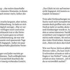 Texte beschreiben eine Suche nach Glück, die von Enttäuschungen geprägt ist, mit einem Zitat: „Das Glück ist... nicht begegnet.“