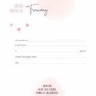 Ein Formular mit: "Unsere kirchliche Trauung" und Lücken für Datum und Trauzeugen. Zitat: "Wenn wir an die Liebe glauben..."