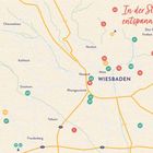 "In der Stadt entspannen!" und "Den Rheingau findest du vorne." In einer Karte von Wiesbaden mit Ortenummerierungen und Straßen.