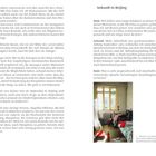 "Ankunft in Beijing" steht oben. Ein Dialog zwischen Bude und Schmid über Kunst und ein Stipendium in China. Bild eines Zimmers rechts.