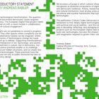 Einleitung von Andreas Babler über digitale Transformation, Kultur, Kunst, Technologie, Demokratie. Grünes pixelartiges Design.