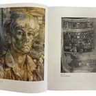 Links: „Ruth Baumgarte, Selbstporträt an der Tür, 1979“. Rechts: „El Anatsui, When I last wrote to you…, Undatiert“.