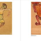 Links: „PREGNANT WOMAN, 1910“. Rechts: „NEWBORN BABY, 1910“. Zwei expressionistische Zeichnungen.