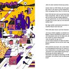 Textausschnitt: Dialog zwischen Jasmin und Willi über gestohlene Erinnerungen. Bunte Illustration von Willi im Liegestuhl.