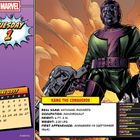"KANG THE CONQUEROR, Real Name: Nathaniel Richards, Date: Tuesday, June 1, 2027. Comic-Stil, kräftige Farben, Kalender."