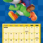 Kalender für Oktober mit Notizfeld; zeigt Montag bis Sonntag. Illustration: Figur in rotem Outfit auf grünem Dinosaurier.