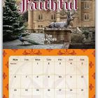"Oh Come All Ye Faithful", "The Traitors". Kalender für Dezember 2027 mit Burg, Pfau und Hirschskulptur.