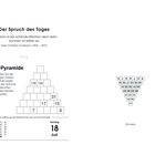 "Der Spruch des Tages: Das Leben ist das schönste Märchen, denn darin kommen wir selber vor. Zahlen-Pyramide-Rätsel."