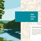 Digital Hotspots finden. Gemütlich vorbereiten zu Hause. Illustration: Waldlandschaft und topografische Muster.