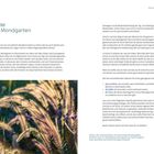 Text: "Drei Schritte zum Mondgarten", gefolgt von detaillierter Anleitung zur Gestaltung eines Gartens für Nachtaktivitäten. Unten ein Bild von Gräsern.