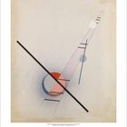 Kalender unten mit Februar 2024. Geometrische Komposition: Rote und blaue Kreise, schwarze Linien, helle Hintergründe.