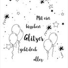 „Mit ein bisschen Glitzer geht doch alles.“ Luftballons, Sterne und glitzernde Akzente zieren das Kalenderblatt.