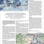 "Rifugio Cristina 2287 m Bernina-Alpen" oben, Bergszene mit Schnee, Wanderer in der Mitte, unten rechts eine Wanderkarte.