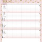 Kalenderlayout für Februar 2021 mit Wochentagen und Datumsangaben. Notizbereich unten. Decorativer Rahmen in Rosa.