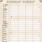 Oben steht: "Wenn der Hornung warm uns macht... langer Winter sein." Darunter ein Kalender für Februar 2027. Oben Illustration.