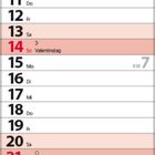 Kalender für Februar 2027, Valentinstag am 14. Februar, Faschingsdienstag am 9. Februar, Aschermittwoch am 10. Februar.