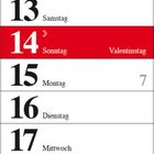 Ferientermine 2027, Montag, Dienstag, Mittwoch, Donnerstag, Freitag, Samstag, Sonntag. Februar 2027, Valentinstag.