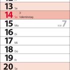 Kalender Februar 2027: Wochenbeginn mit Montag. Feiertage: Valentinstag (14.), Faschingsdienstag (9.), Aschermittwoch (10.).