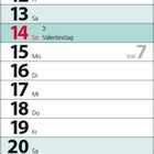 Kalender Februar 2027. Feiertage: Rosenmontag 8., Faschingsdienstag 9., Aschermittwoch 10., Valentinstag 14.