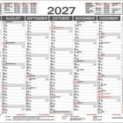 Kalender für 2027, Monate Juli bis Dezember. Feiertage rot markiert. Tabellen mit Feiertagen am oberen Rand.