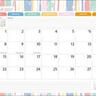 Kalender für Februar 2027, mit Notizen, Feiertagen und Wochenangaben. Bunte Streifen als Hintergrund.