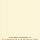 Kalenderblatt für Februar 2027; in vier Sprachen mit Wochentagen und Daten. Markierte Tage: Rosenmontag, Faschingsdienstag, Aschermittwoch, Valentinstag.