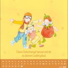 „Deine Schutzengel tanzen mit dir zu deinem Lieblingslied.“ Drei fröhlich verkleidete Kinder tanzen miteinander.
