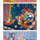 Text: "2" "2021" "HENRI MATISSE". Drei farbenfrohe Gemälde mit Stillleben und abstrakten Formen in lebendigen Tönen.