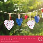„Ich wünsche dir Liebe! Wo die Liebe regiert, dort herrscht auch das Glück. - Don Bosco“ Kalenderblatt Februar mit Herz-Dekorationen.