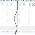 Wochenkalender für Januar 2027, zeigt den 7. bis 10. Januar. Rechts ein blauer Stoffstreifen. Florales Muster am Rand.