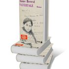 "Anne Berest VATERTAGE Roman" zeigt ein Buchcover mit handschriftlichem Text und einem alten Foto einer Frau.