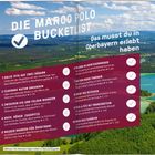 Ein Buch über Oberbayern mit der Überschrift "DIE MARCO POLO BUCKETLIST. Das musst du in Oberbayern erlebt haben".